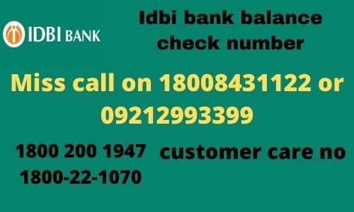 Idbi bank balance check number