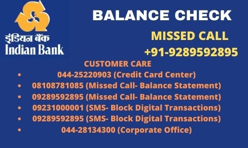 Indian Bank account balance check number